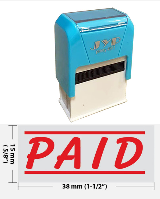 PAID w. 2 lines - Self Inking Rubber Stamp - JYP 4911R-33  (RED INK)