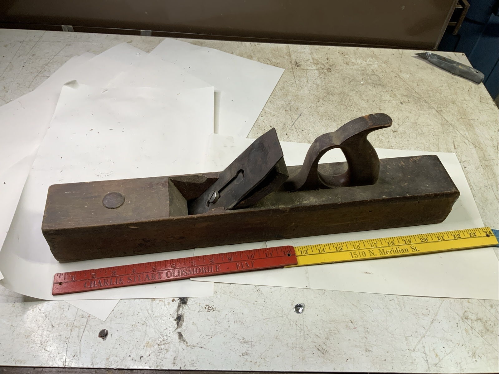Large 22" Antique Wood Block Hand Plane~ Hand made Wood Working Tool