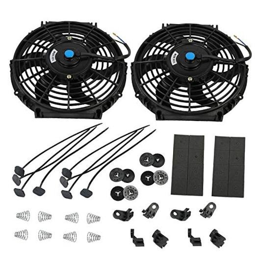 Set of 2 Black 10" Electric Slim Fan Electric Radiators - 10"x2"