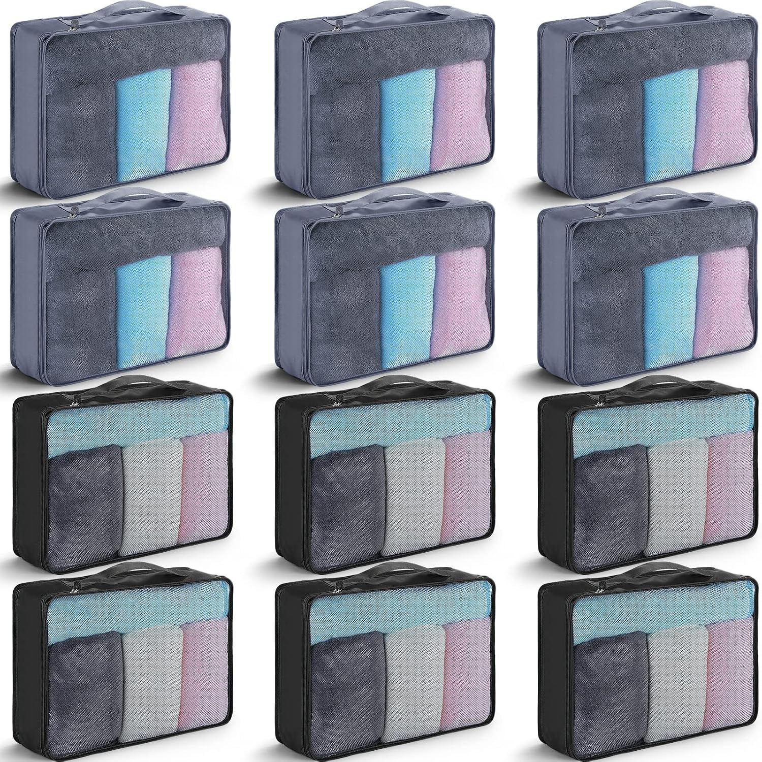 Tudomro 12 Pcs Large Packing Cubes Luggage Organizers for Suitcase Mesh Travel O