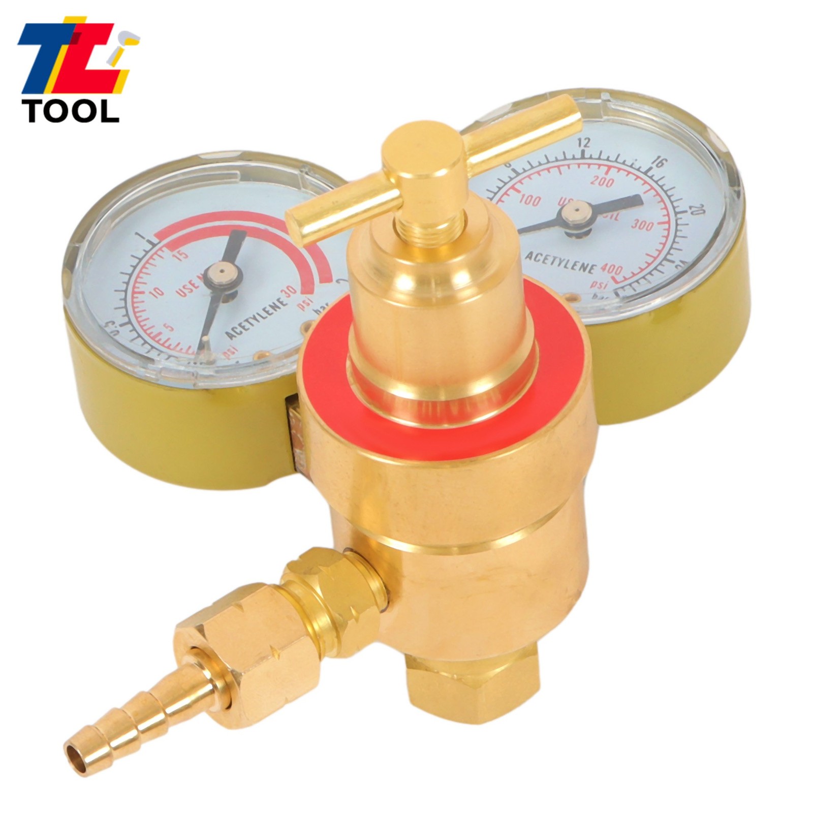 Professional Welding Gas Regulator Dual Dial CGA200 Acetylene Brass Construction