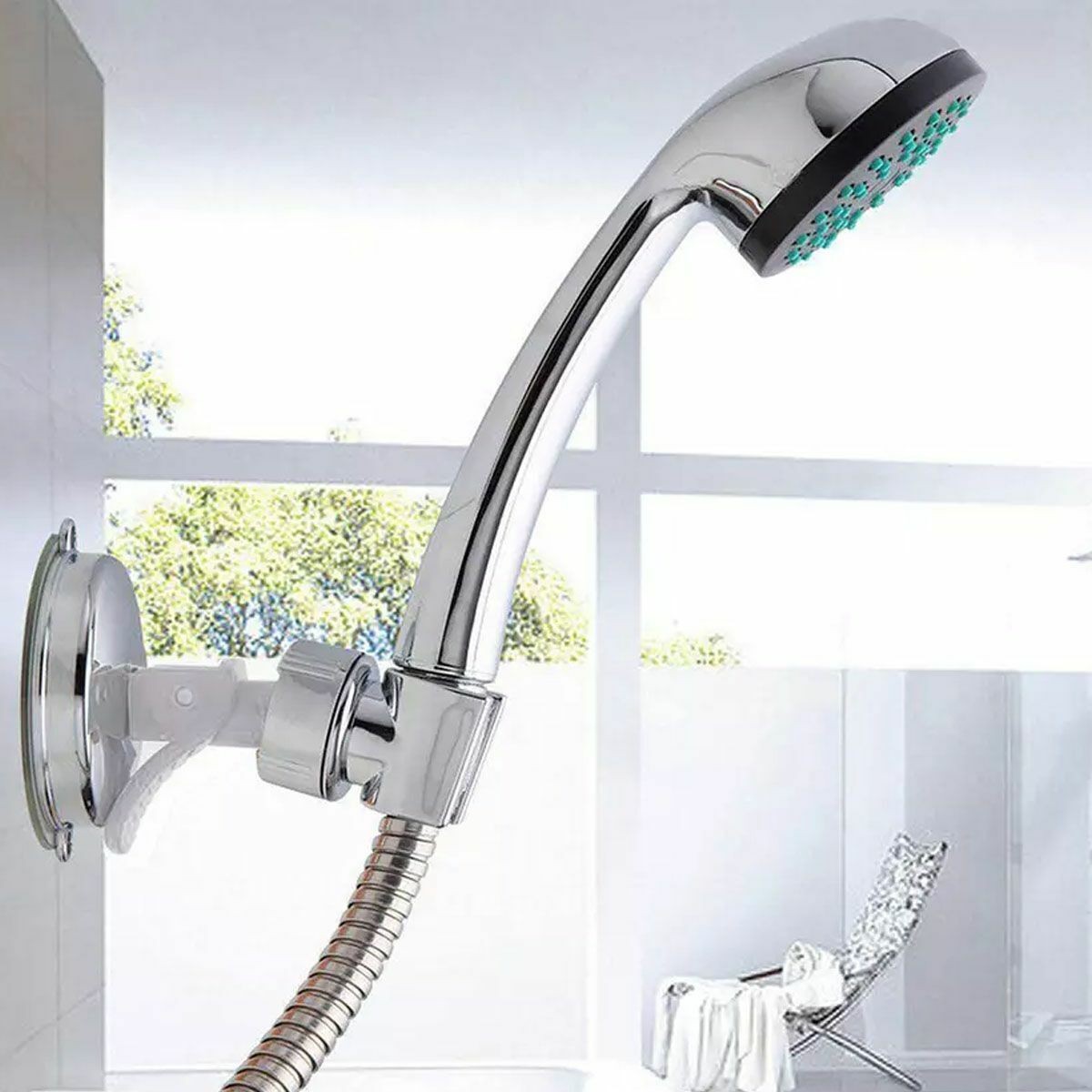 Adjustable Shower Head Holder Suction Cup Handheld Wall Mount Bathroom Bracket