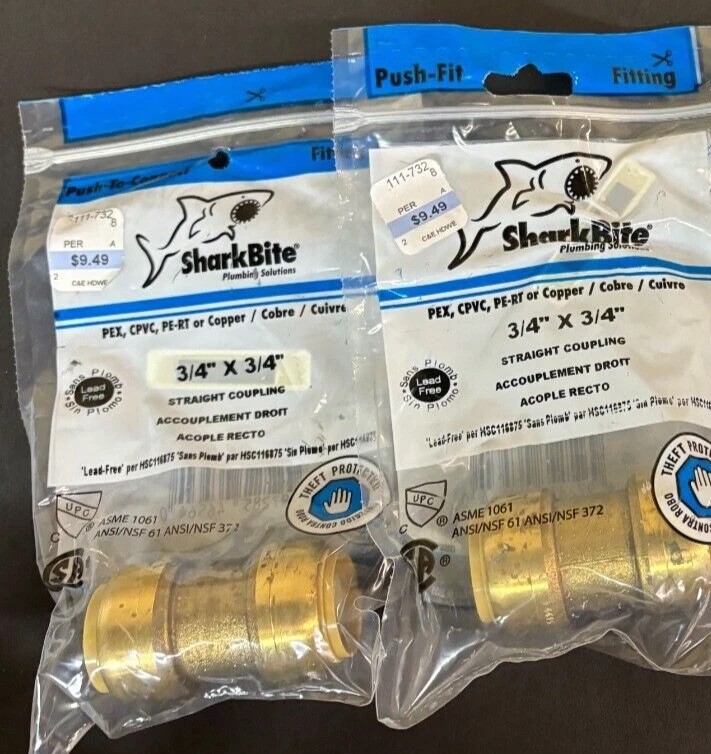 NEW SharkBite Straight Coupling 3/4”x3/4” (2pc) PN: U016LFA