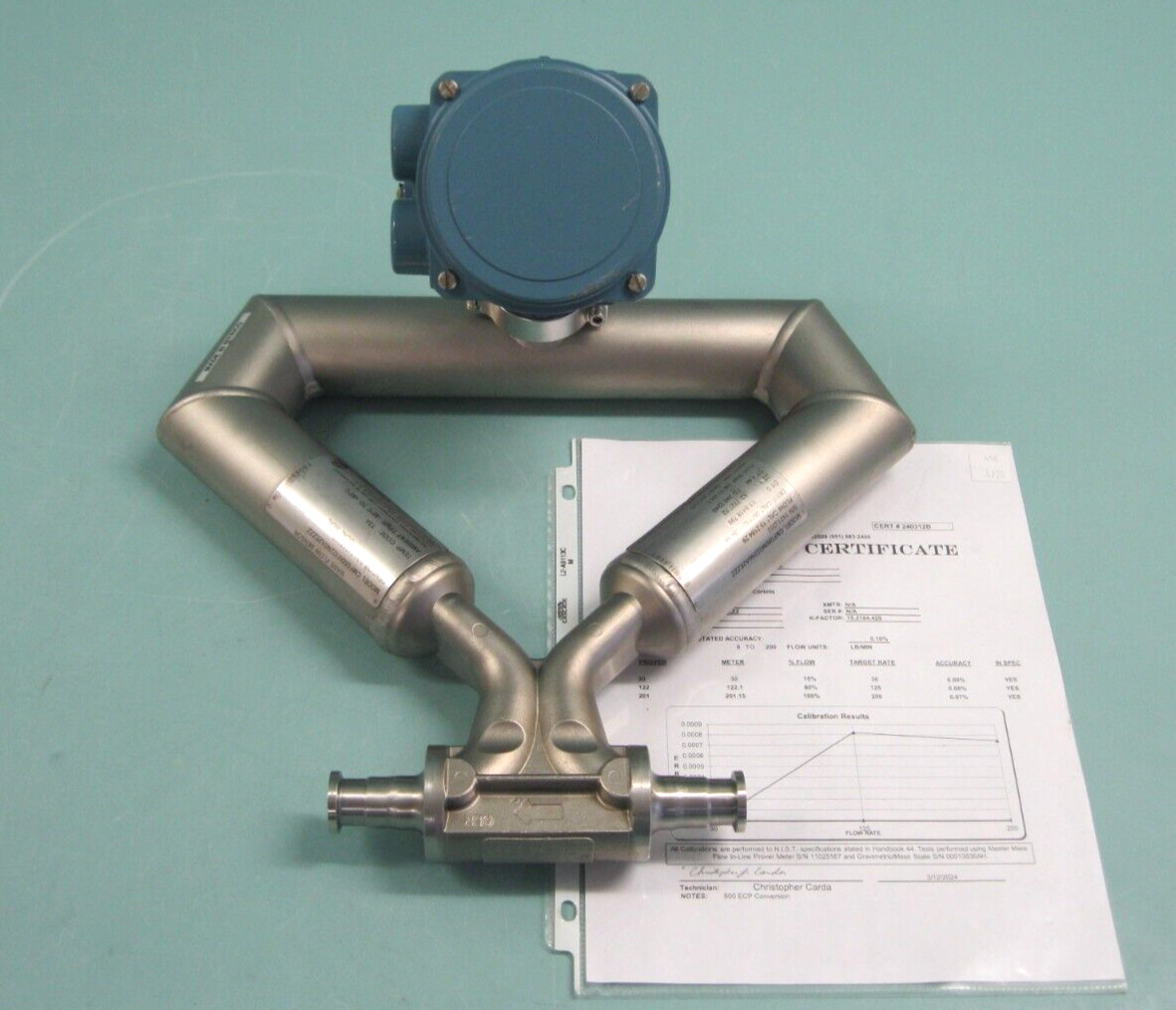 3/4" Micro Motion CMF050 Flow Sensor 800 Enhanced Core Processor CALIBRATED B5