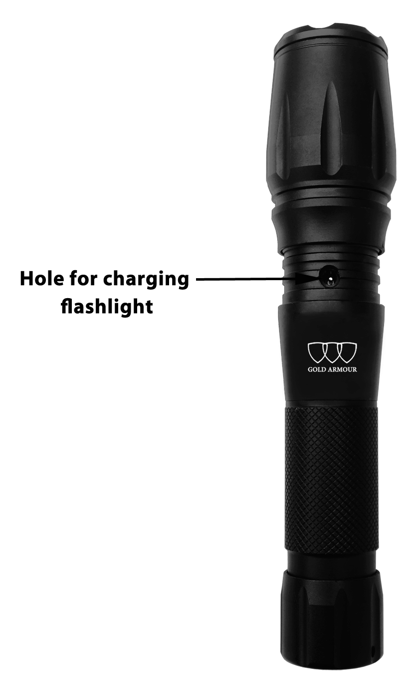 Gold Armour Rechargeable LED Flashlight with 2 Rechargeable Battery