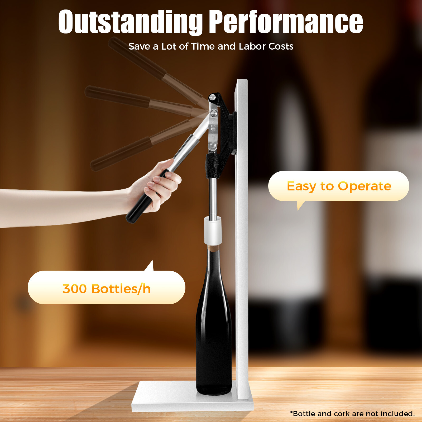 Hand Pressure Manual Corker Wine Corking Inserting Bottle Stopper Corks POM Tool