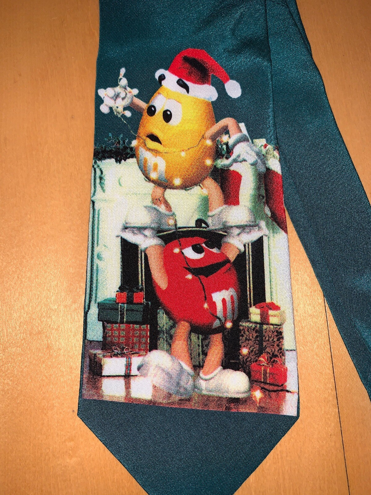 Mars M&M Candy Christmas Green Neck Tie Silk NEW Planet Mars