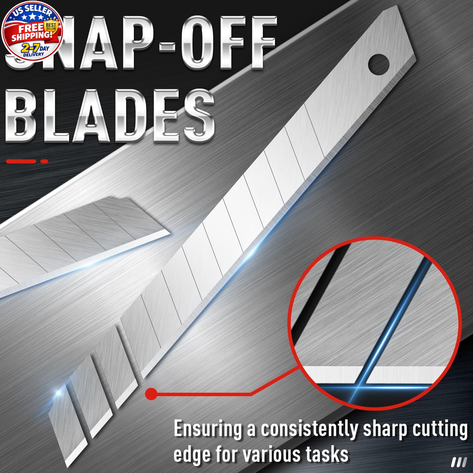 DIYSELF 50Pcs 9mm Utility Knife Replacement Blades, Snap 50-Pack(60°), 60°