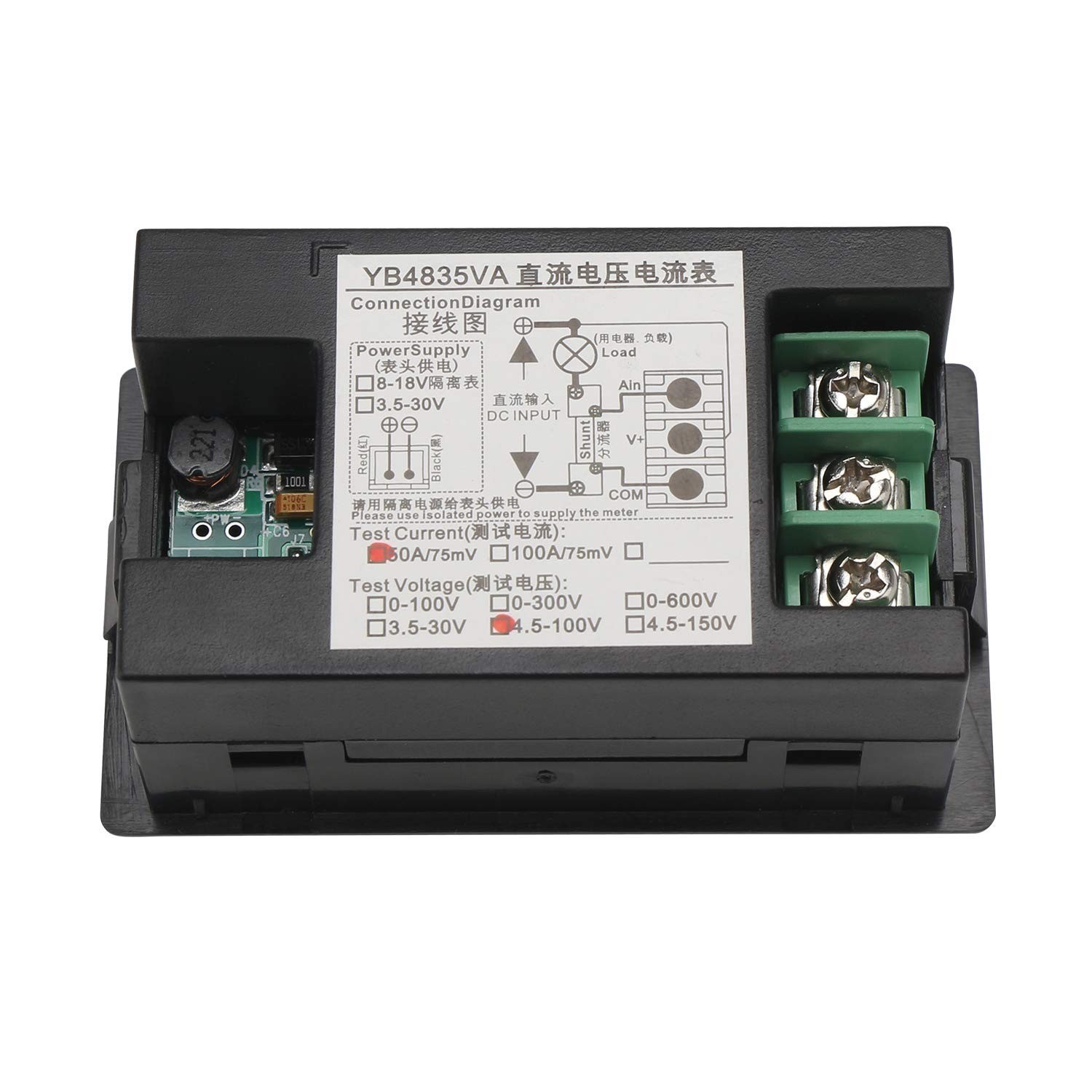 DROK DC 4.5-100V Digital Voltmeter Ammeter Multimeter Panel