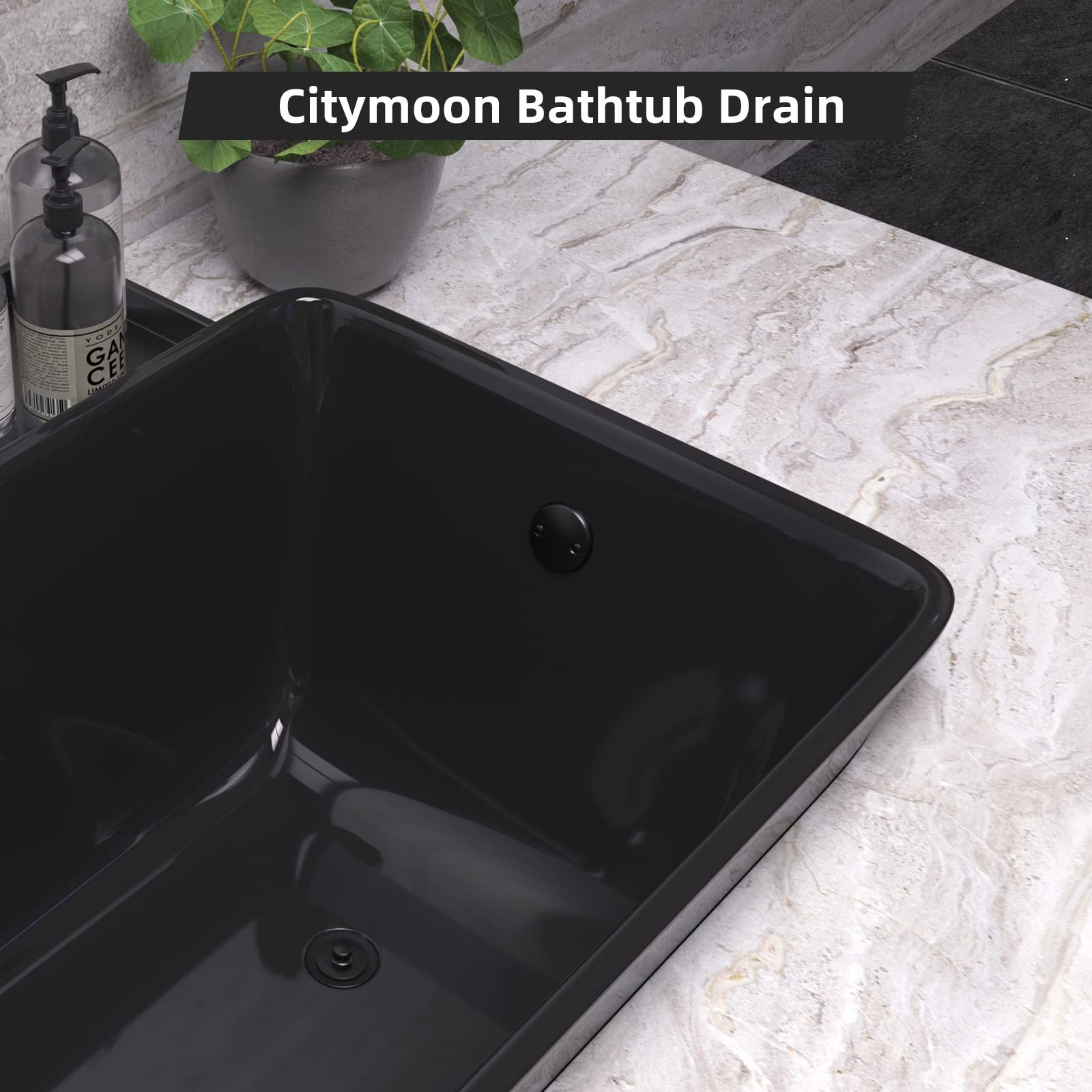 Matte Black Tub Drain and Overflow Kit, Replacement Bath