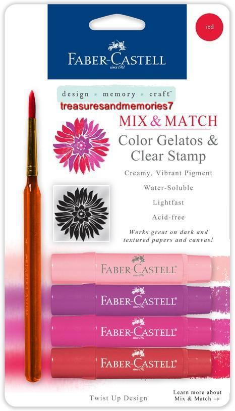 Faber-Castell Mix & Match RED PINK GELATOS COLORS & CLEAR STAMPS Creamy AcidFree