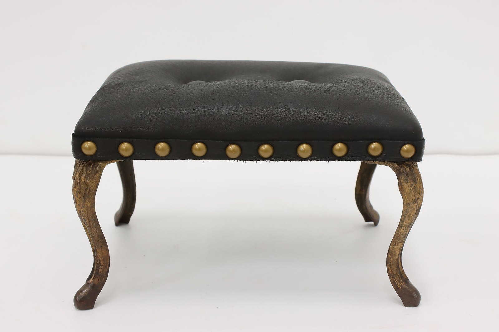 Victorian Antique Iron & Leather Footstool #54301