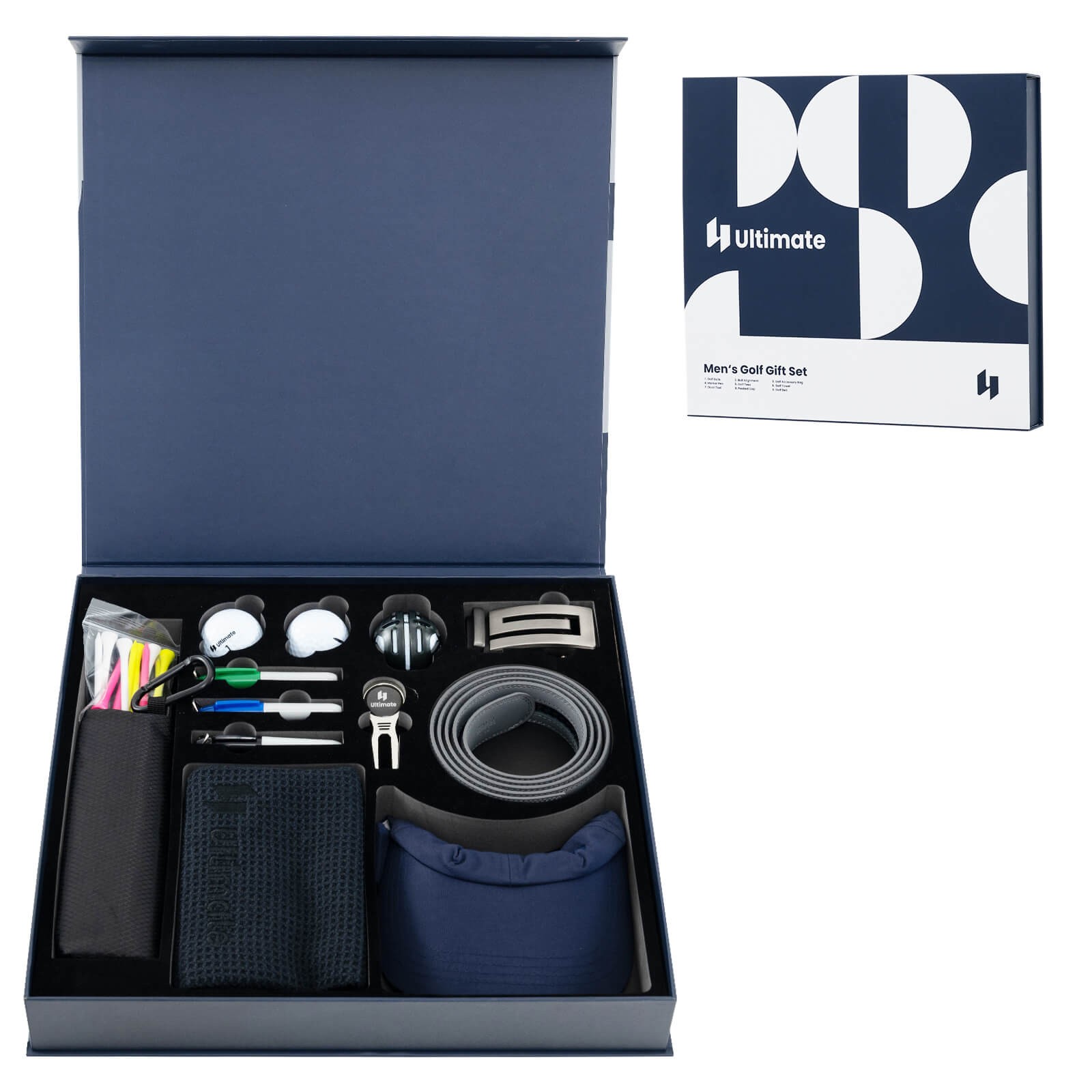Golf Gift Set for Men w/ Golf Balls Golf Tees Golf Towel Golf Belt Golf Hat