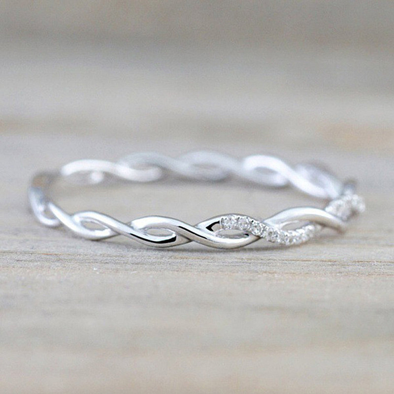 Romantic 925 Silver Filled Rings Cubic Zirconia Women Wedding Jewelry Size 6-10