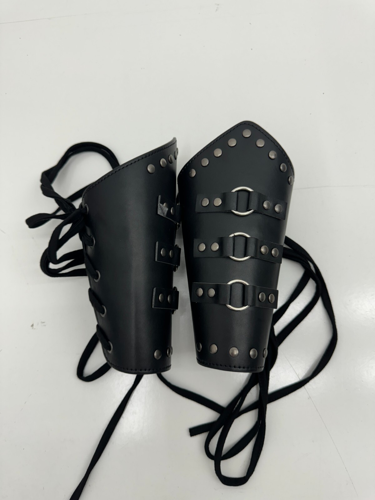 Unisex Black Faux Leather Forearm Cosplay Costume Wraps One Size