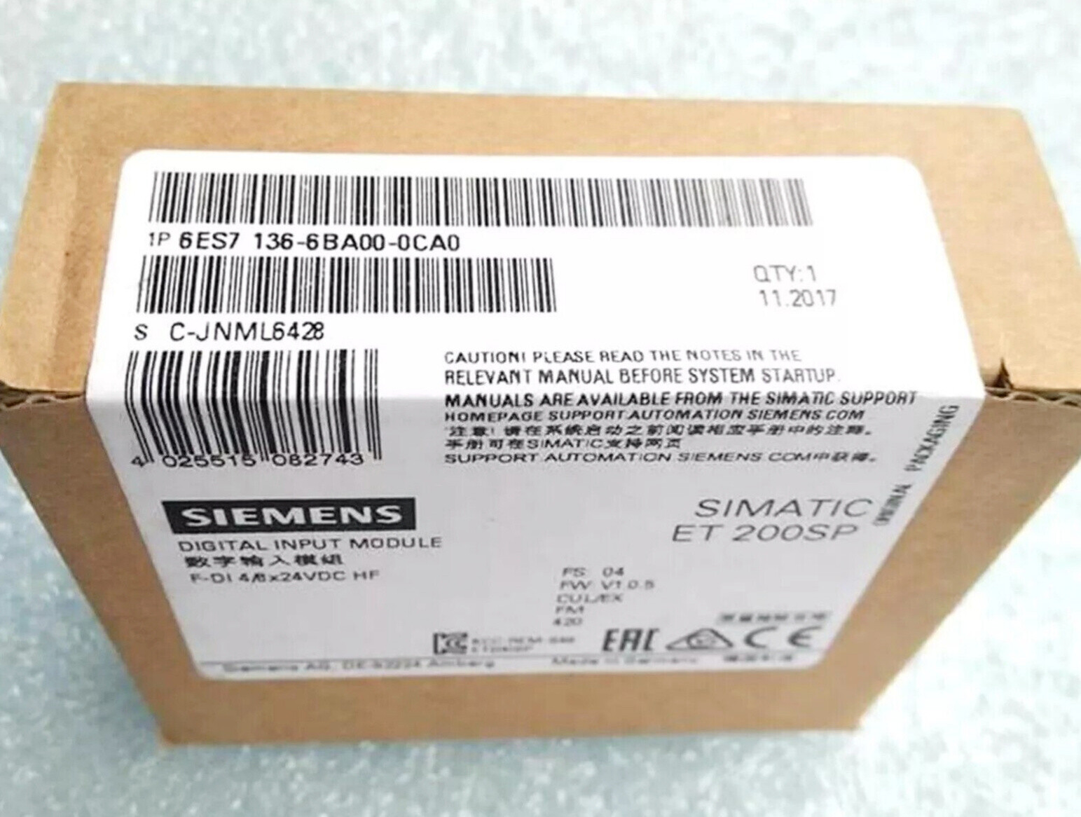 1PCS New 6ES7136-6BA00-0CA0 Siemens 6ES7136-6BA00-0CA0 Input module  Fast Ship