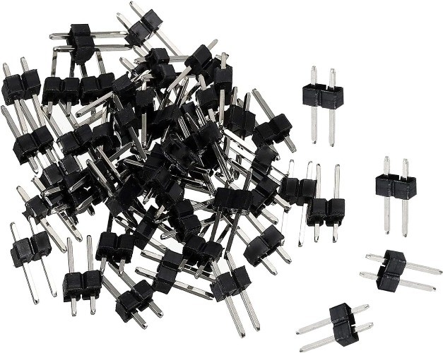 Straight Pin Header DIP Single Row 1X2Pin 2.54mm Pitch Gold Plate Size: 1X2Pin