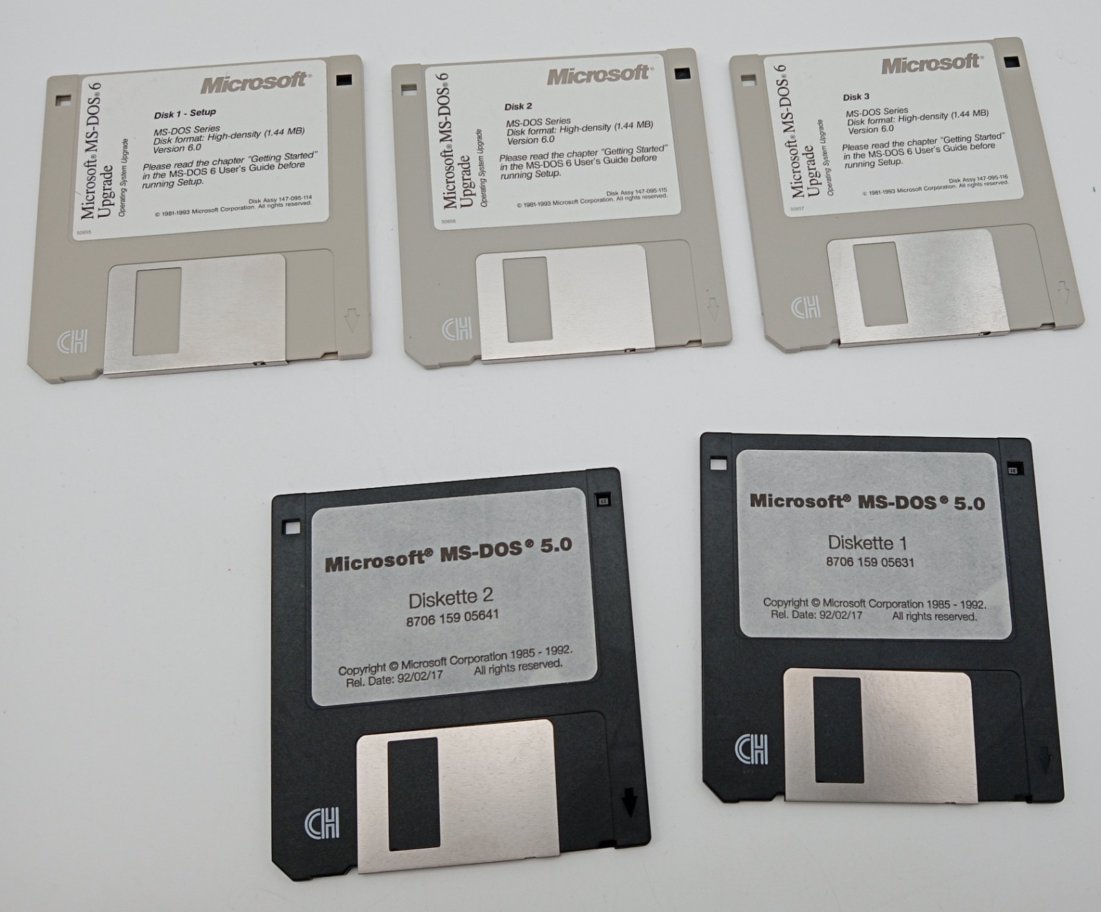 Microsoft MS-DOS 6.0 Upgrade & MS-DOS 5 .0 Operating System 3.5" Disk vtg LOT