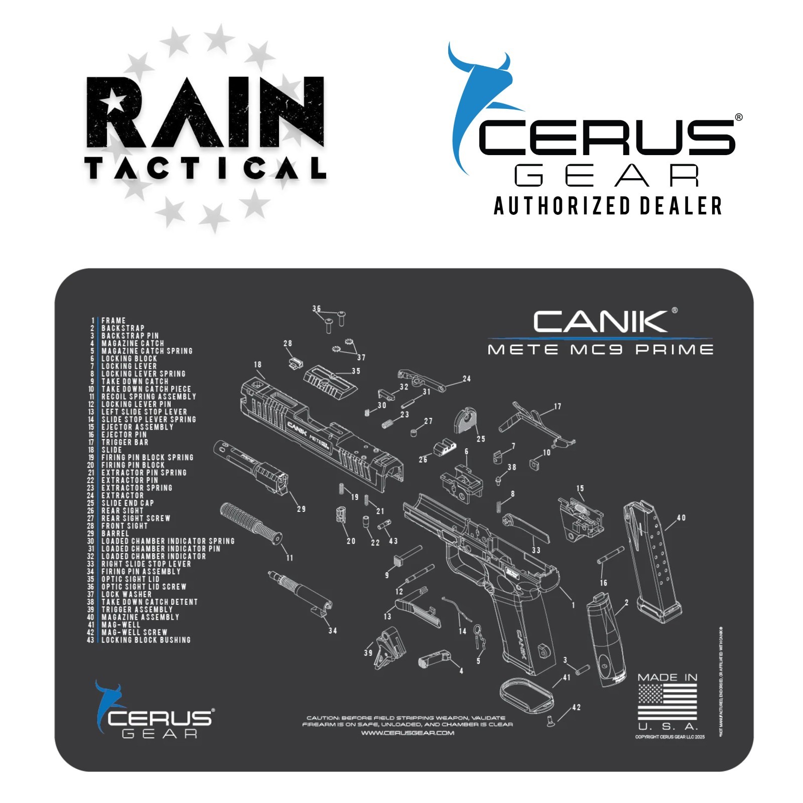Canik METE MC9 Prime Schematic Handgun Mat Grey