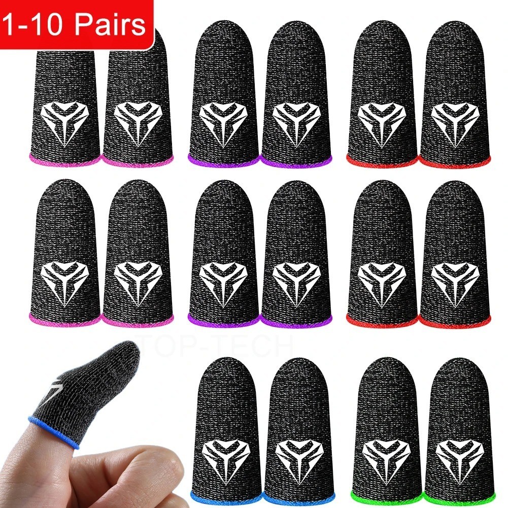 5 Pairs Mobile Gaming finger sleeves Phone Gaming Finger Sleeves - Carbon