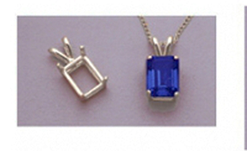 Sterling Silver Emerald Deep Cut Pre-Notched Pendant Casting (16x12- 25x18mm)