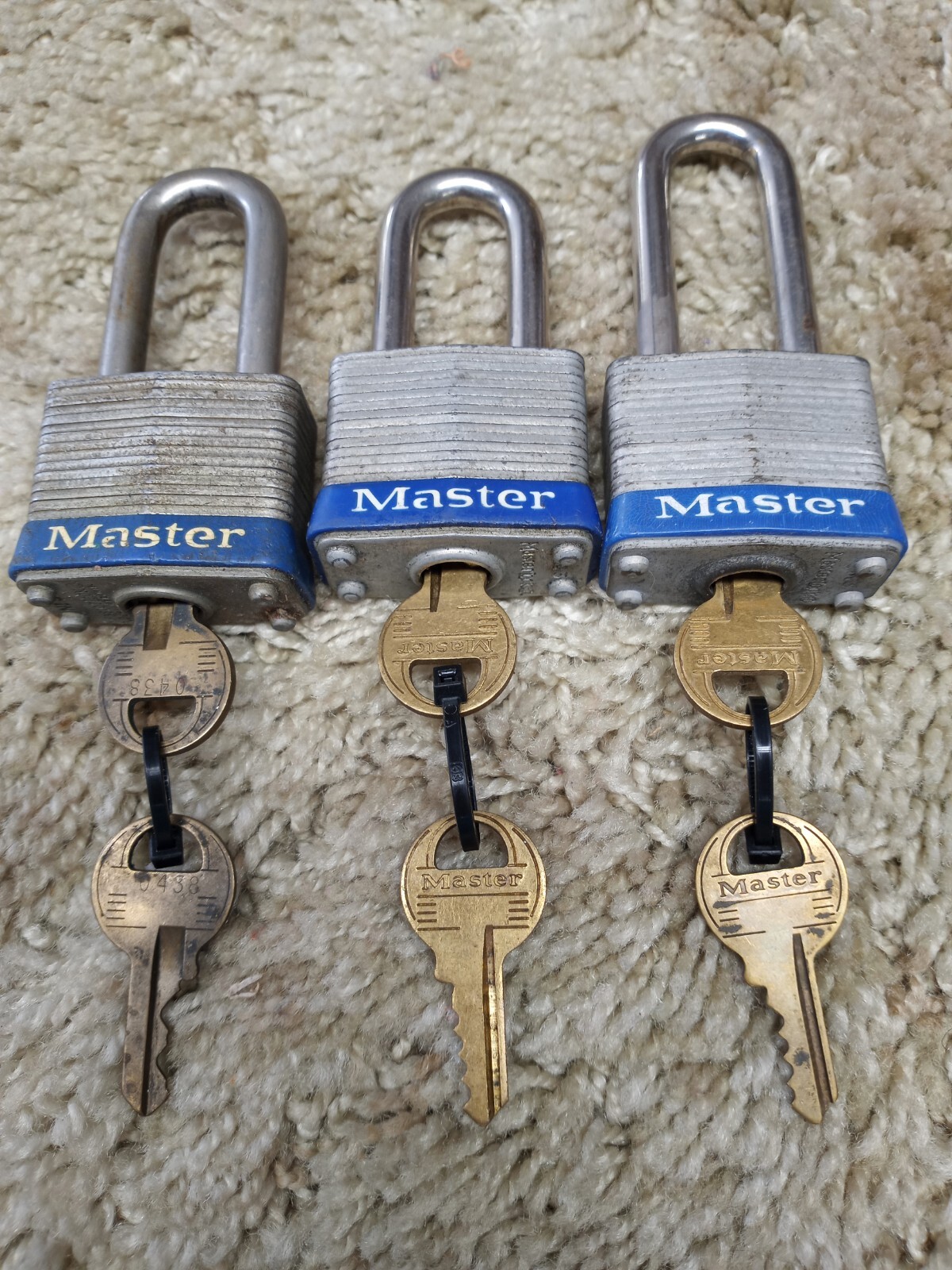 MASTER PADLOCKS LOT of 3 with 2 Keys Each