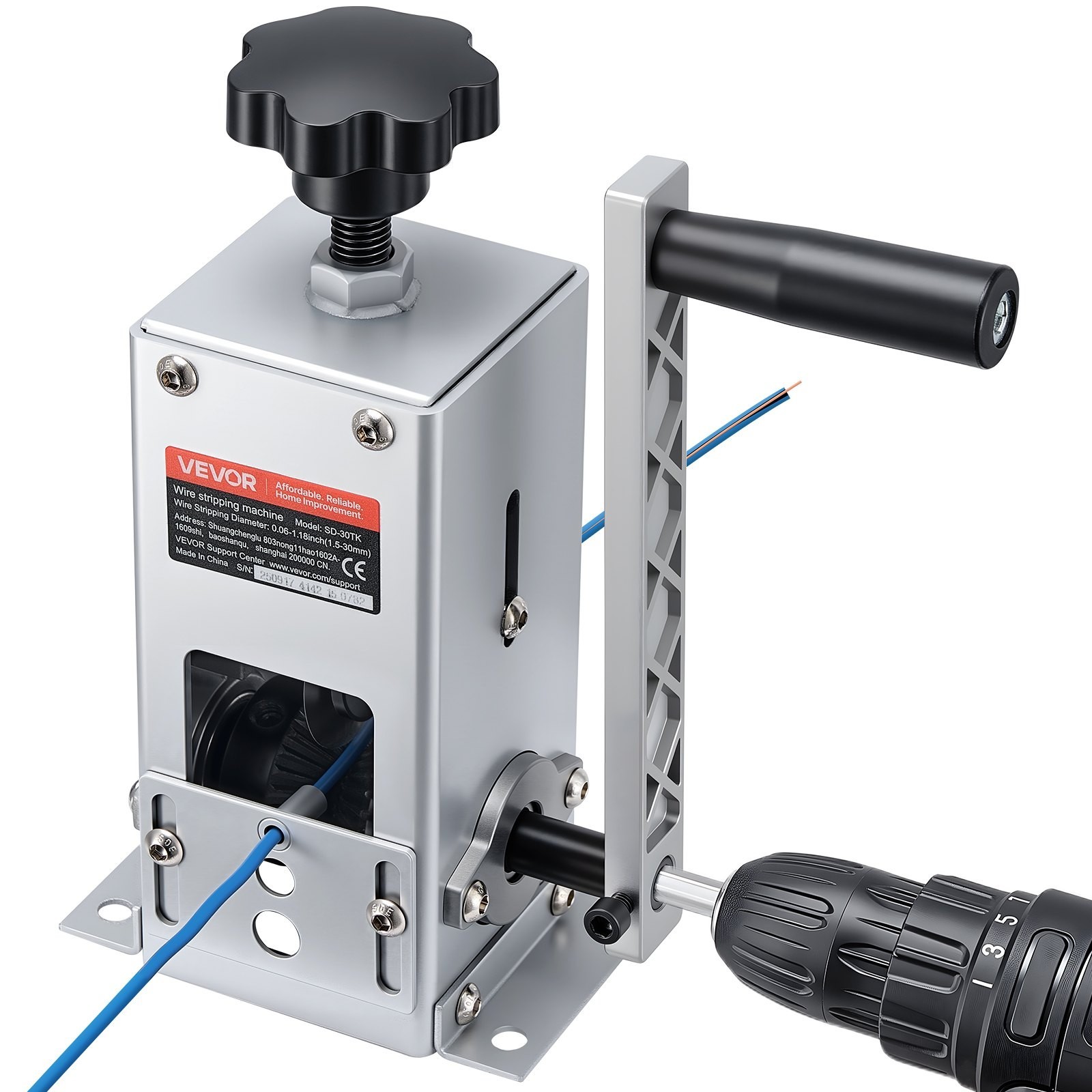 Manual Wire Stripper Machine Copper Cable 0.06–1.18" Hand Drill Powered Q235