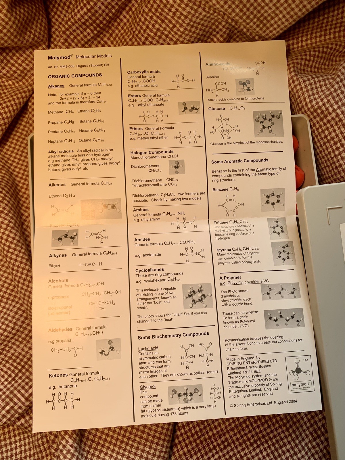 Science Chemistry Use Learning Molymod Organic Student Set 53 ATOMS & 64 LINKS