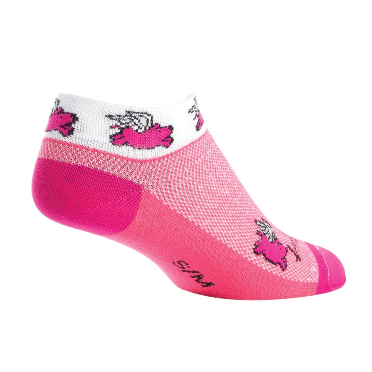 SockGuy Women's 1in Flying Pig Low Cycling/Running Socks - One Size, Pink
