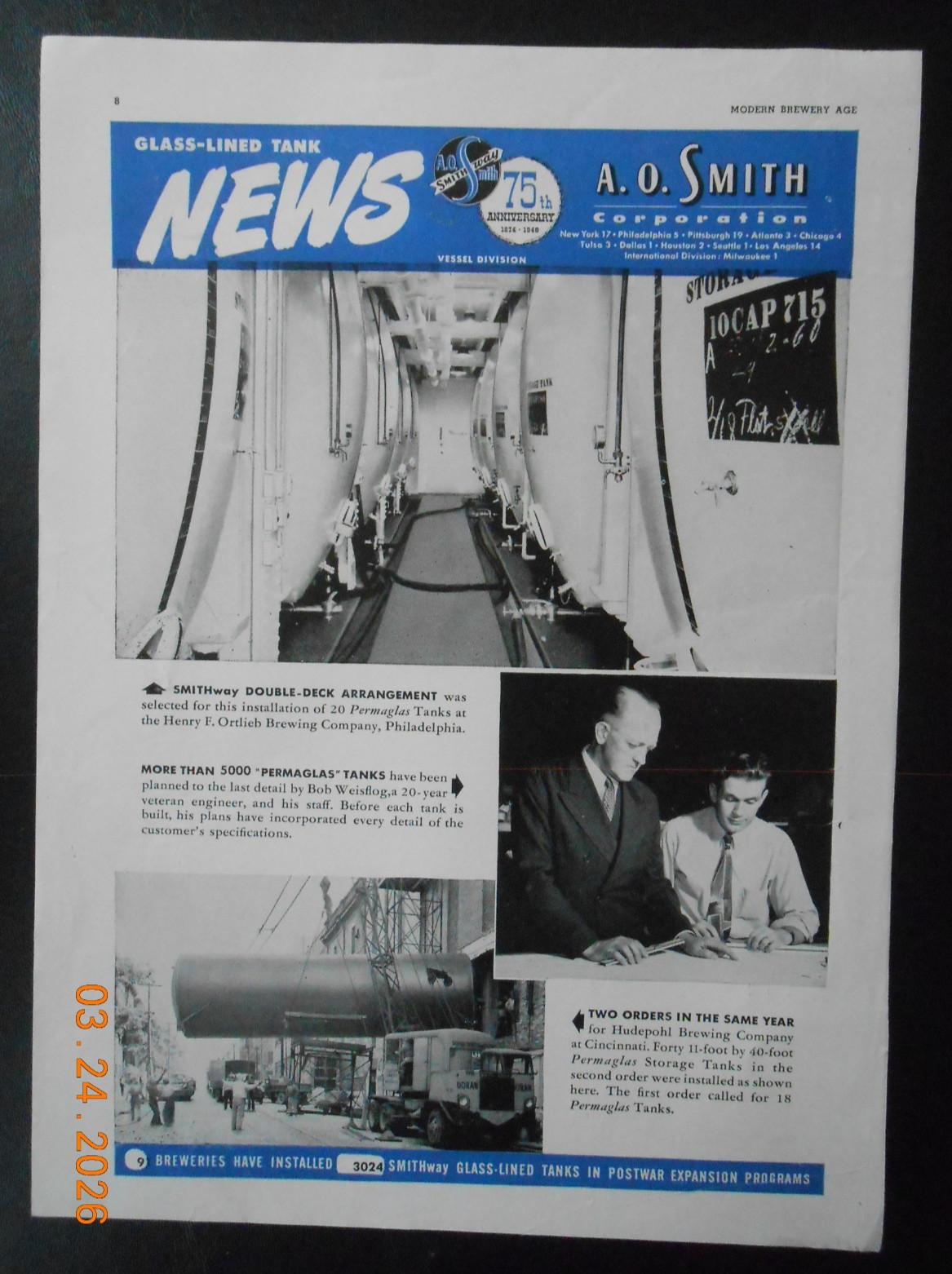 1949 Henry F. Ortieb Brewing CO Philadelphia PA Hudepohl Cincinnati OH AD Bundy