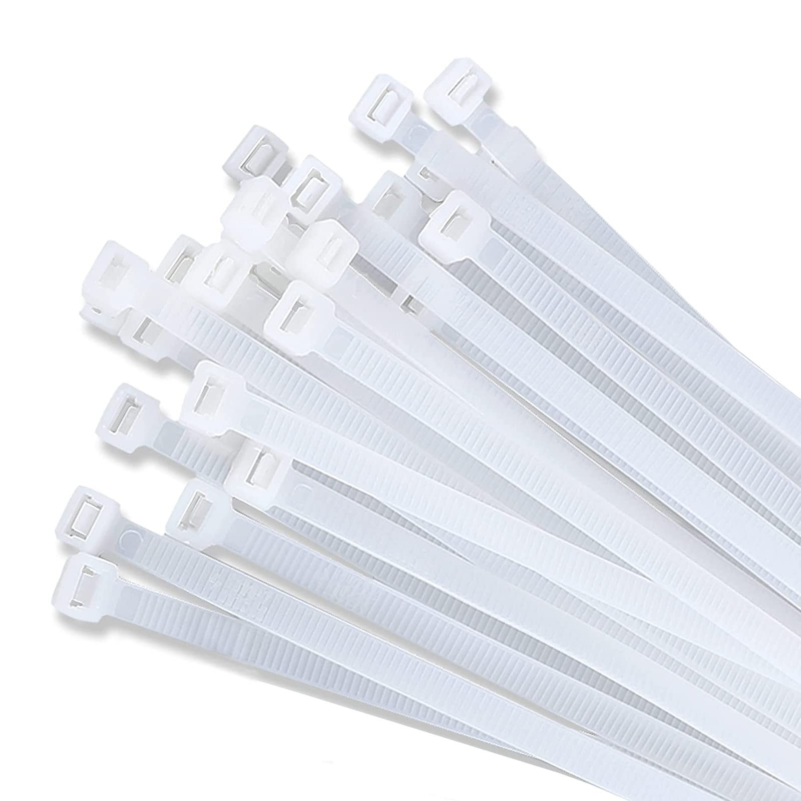 16 Inch White Zip Ties 100 Pack Cable Ties Wraps 60 lb Tensile Strength