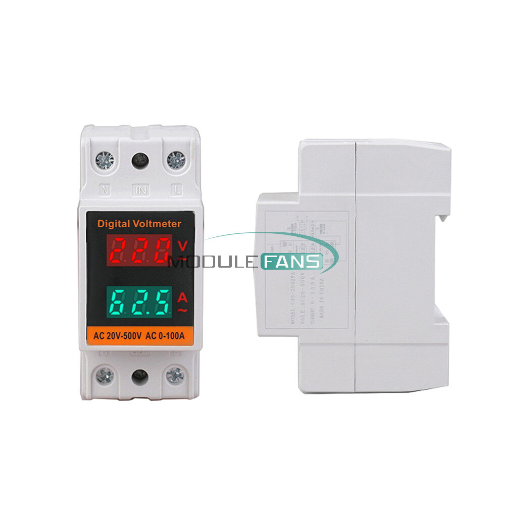 AC 50-500V 100A Din Rail Single-phase Digital Voltage LCD Voltage Current Meter