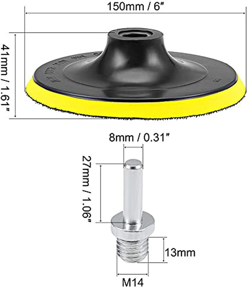 2 Pack 6 Inch Hook and Loop Backing Pads with M14 Thread Drill Adapter, Car Orbi
