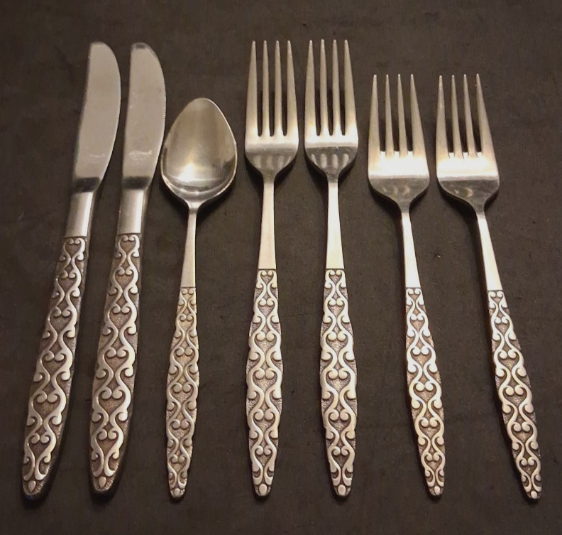 Vtg Lot Of 7 National Stainless Malta Mixed Flatware Piece Lot
