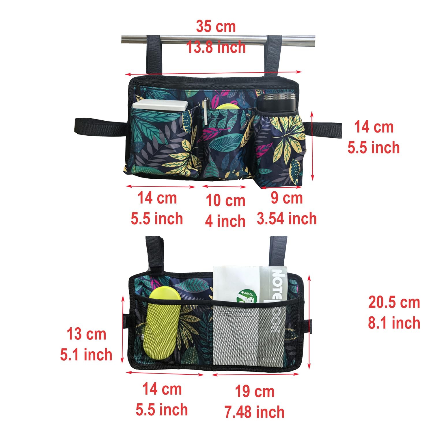 Walker Bag, Multi Pockets Folding Walker Basket Tote Bag with Cup Holder, Han