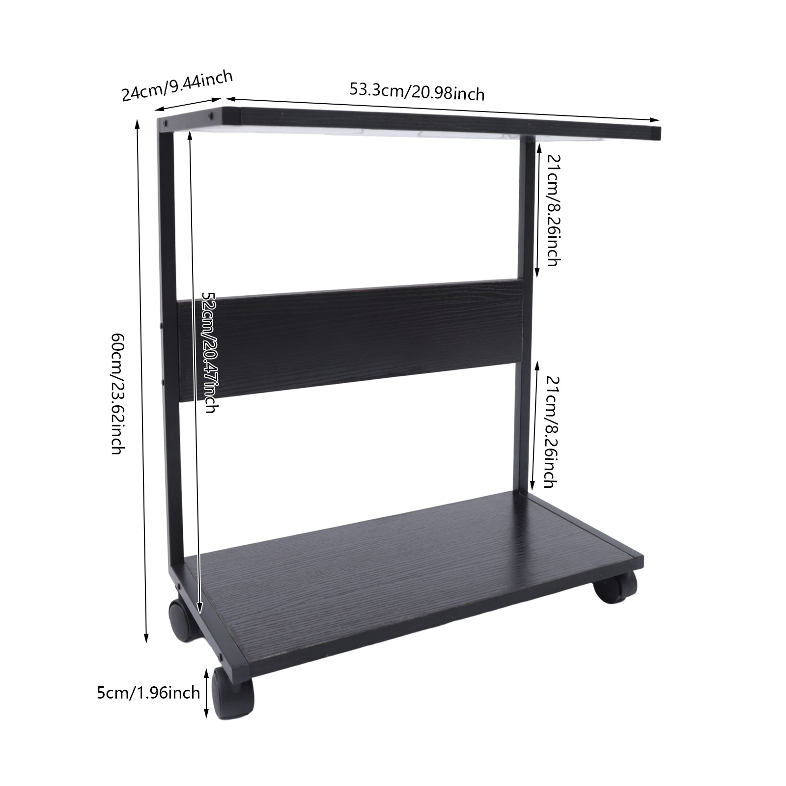 2-Tier Computer Tower Stand C-Shaped Mobile PC Tower Stand Desktop Printer Shelf