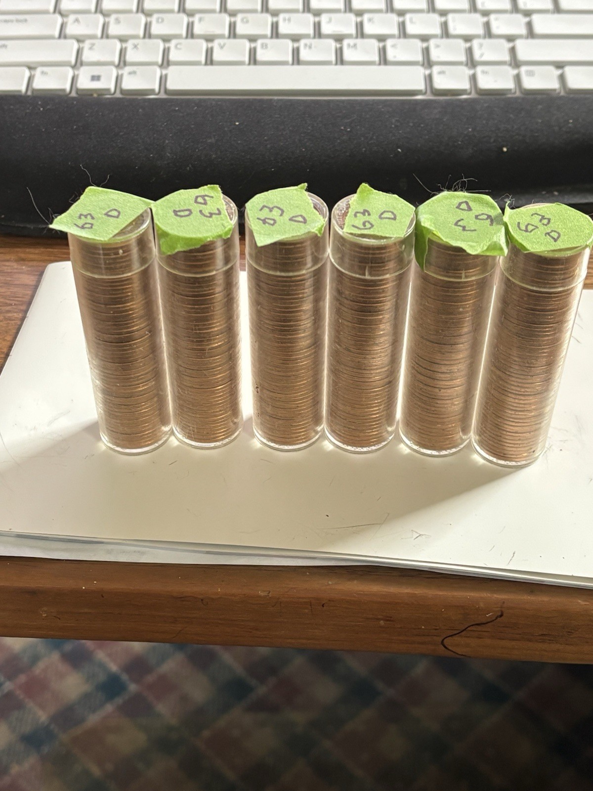 6 Rolls 1963 D Uncirculated Lincoln Pennies