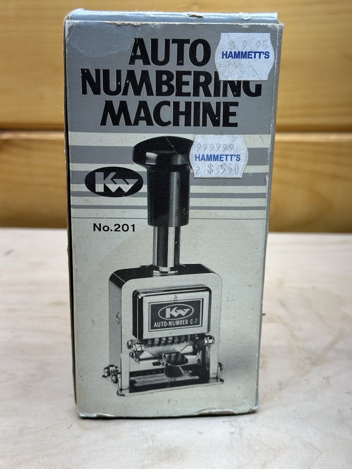 Vtg NOS KW Auto Numbering Machine No. 201 Original Box  Taiwan NEVER INKED