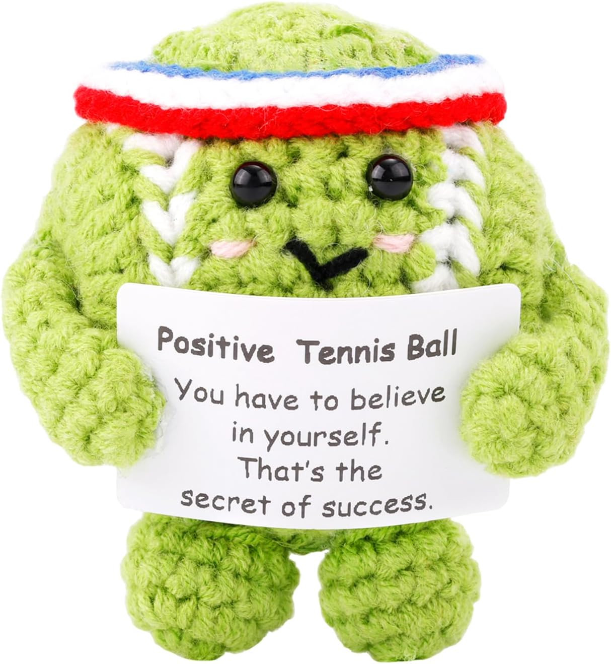 Positive Tennis Ball, Cute Funny Crochet Inspirational Tennis Ball Positive Knit