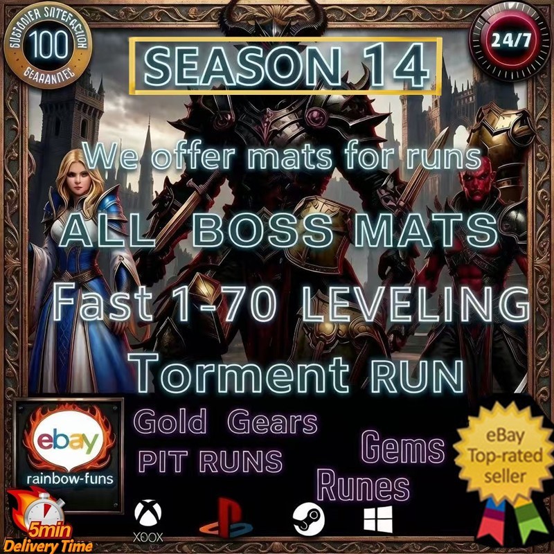 🔥DIABLO 4 SEASON 14 SC🔥Power Level Boss Mats GOLD GLYPH PIT RUN🔥Virtual Item
