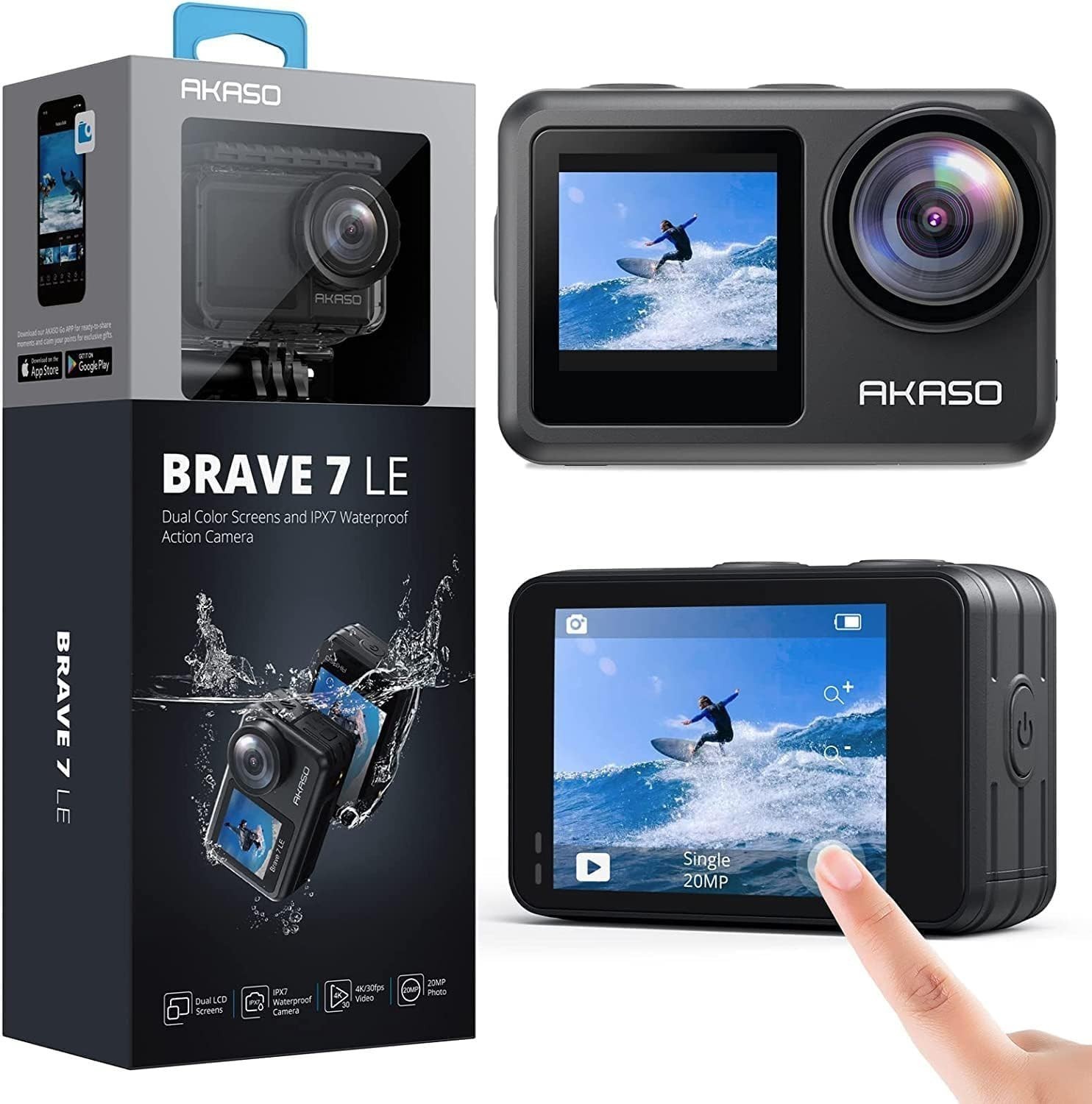AKASO Brave 7 LE 4K30FPS 20MP Action Camera Vlog Camera EIS Underwater Camera