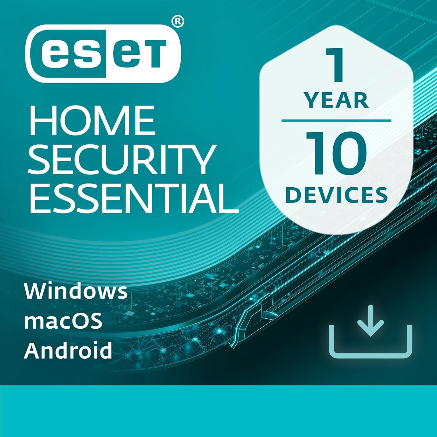 ESET HOME SECURITY ESSENTIAL ANTIVIRUS 2025 10 DEVICE 1 YR PC MAC ANDROID EMAIL