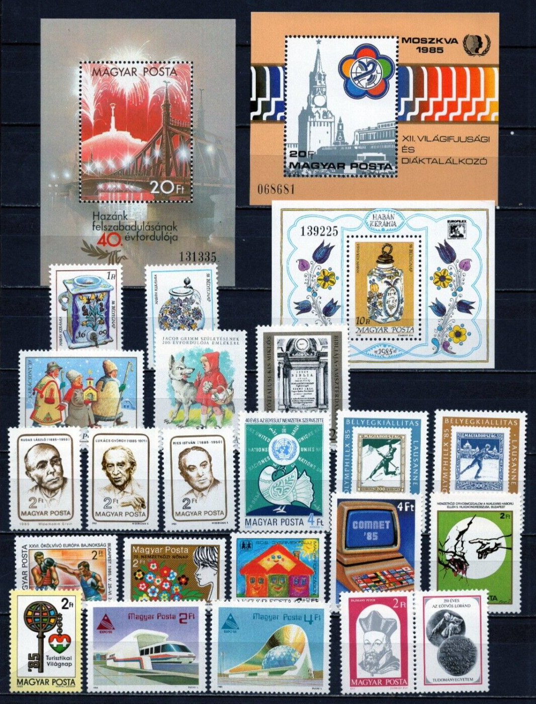HUNGARY 1985 SET OF 21 STAMPS & 3 S/S MNH
