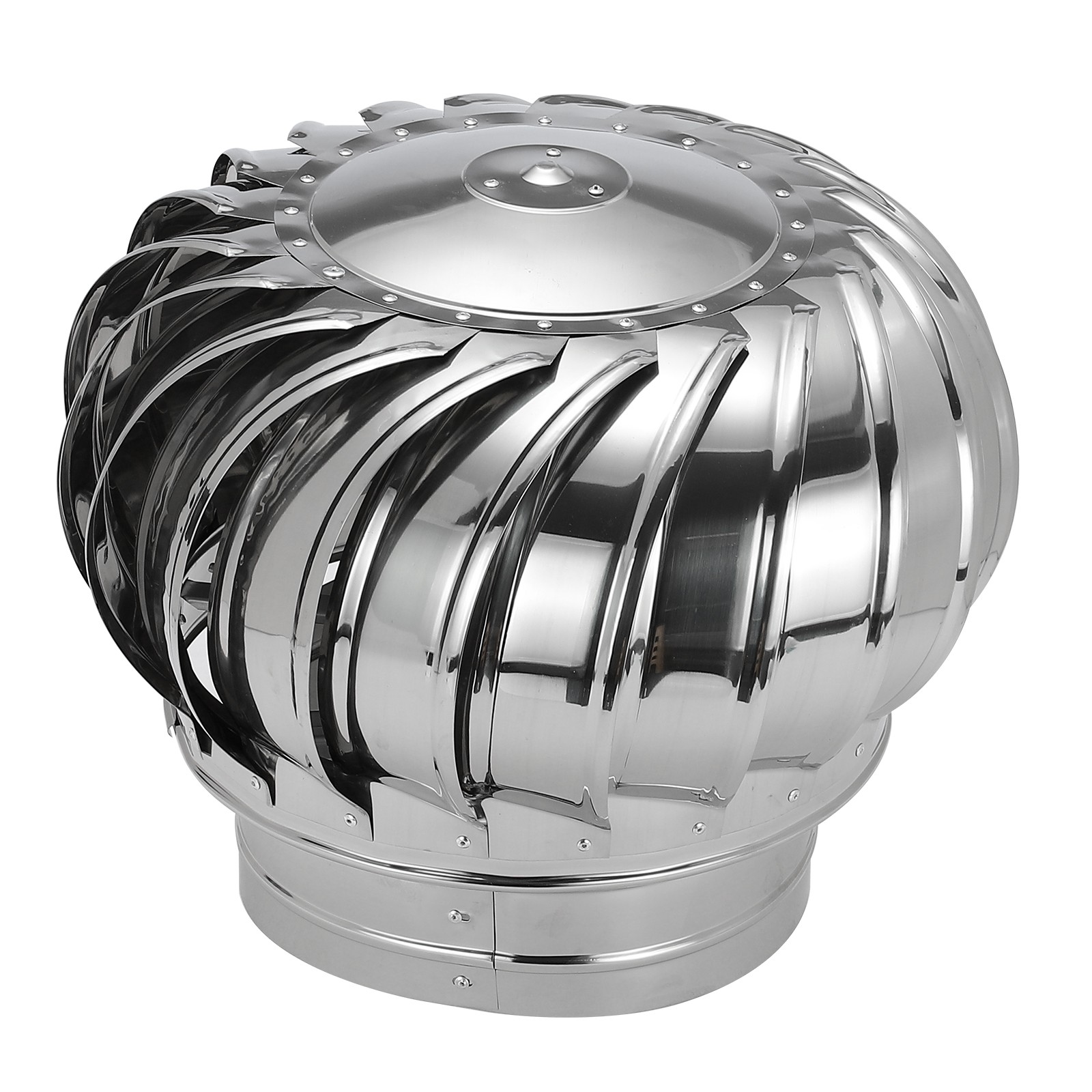 9.8" Stainless Steel Roof Vent, Exhaust Wind Turbine Cap Cover 360° Rotation