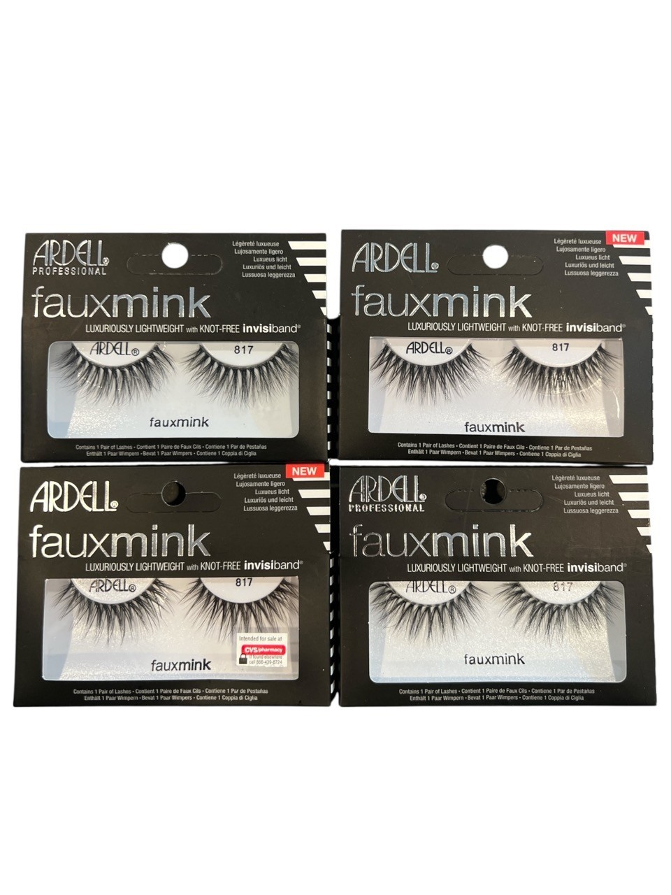 (Pack of 4)   NEW Ardell Fauxmink False Eyelashes #817 Black Lightweight