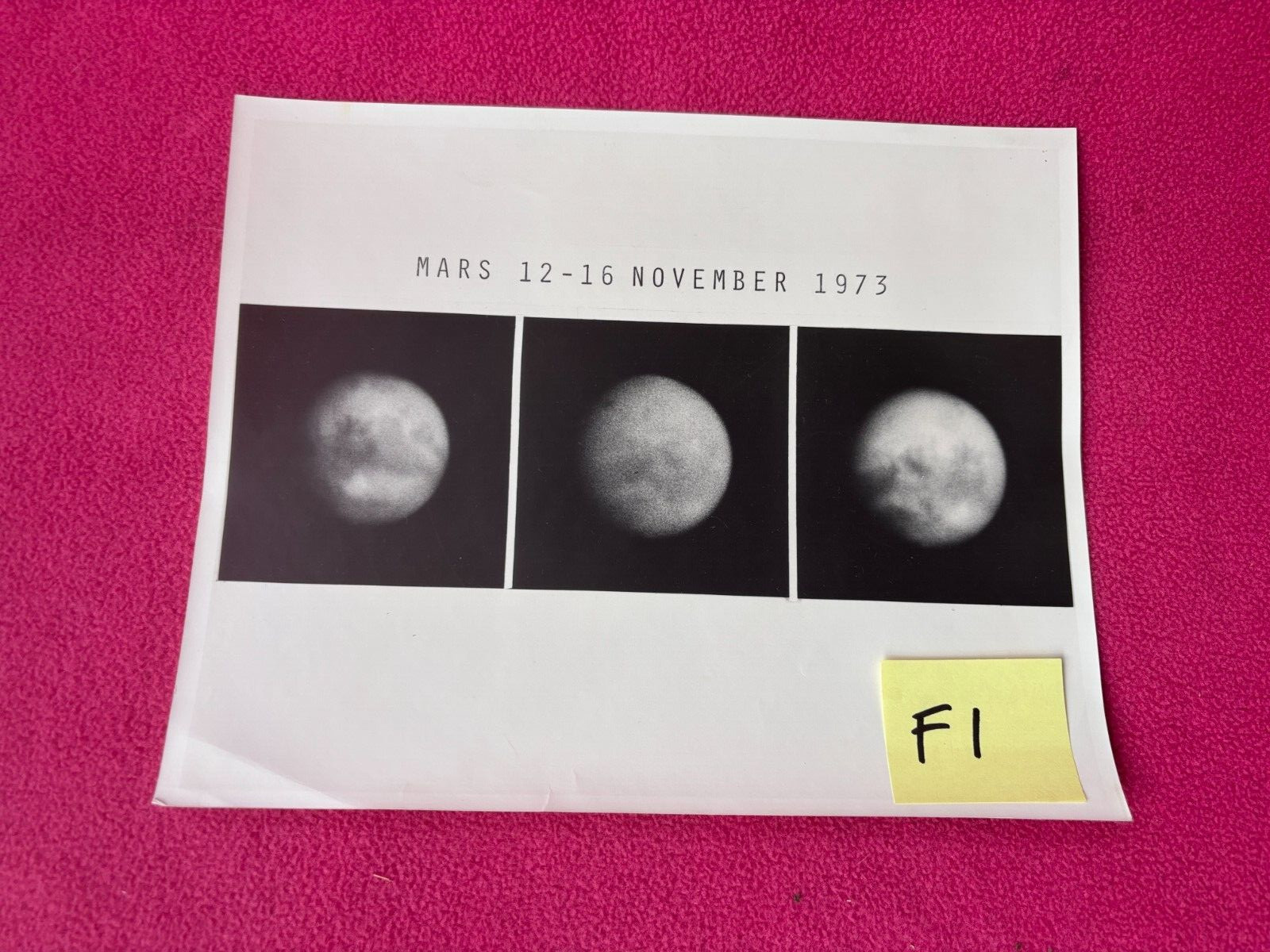 NASA vintage REAL PHOTO space PLANETS travel MARS 12-16 NOVEMBER 1973