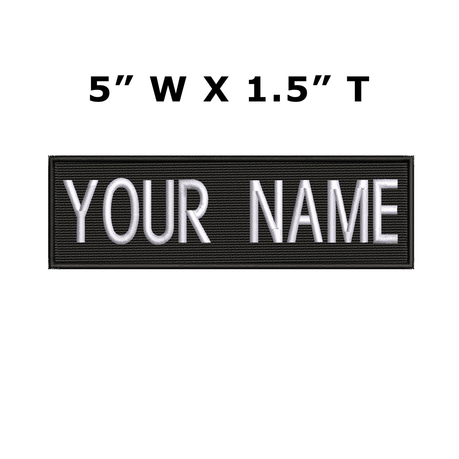 RECTANGULAR CUSTOM EMBROIDERED NAME TAG Hook Loop patch Quality Badge 5" x 1.5"