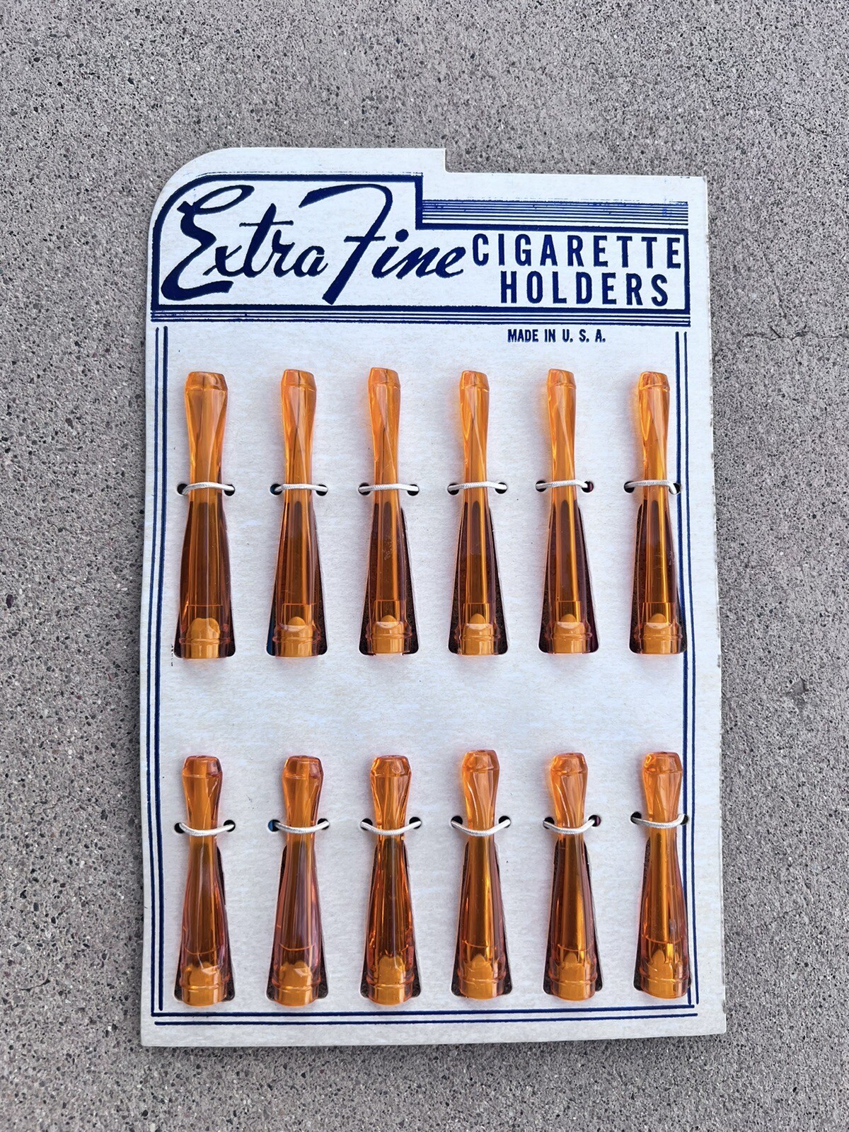 Vintage 12 Extra Fine Cigarette Holders Clear Orange Plastic 3"