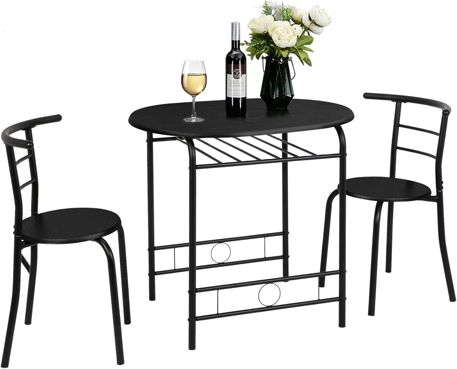 3 Piece Dining Set Small Kitchen Table Set for 2 Breakfast Table Set