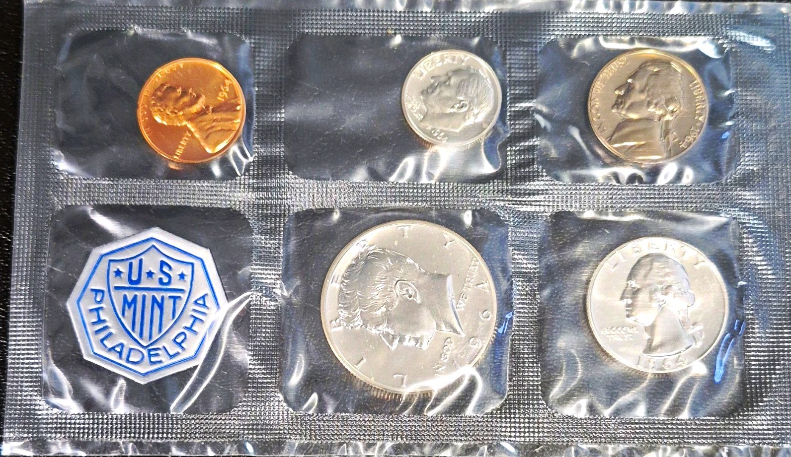 1964 U.S. Mint Silver Uncirculated Set Philadelphia Business Strike W/ Envelope!